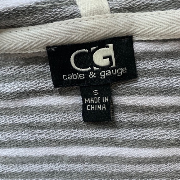 Cable and Gauge Striped Hooded Sweater Grey/White - Picture 3 of 7